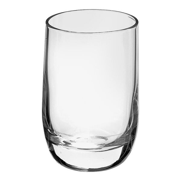 A case of 36 clear shot glasses by Bormioli Rocco.