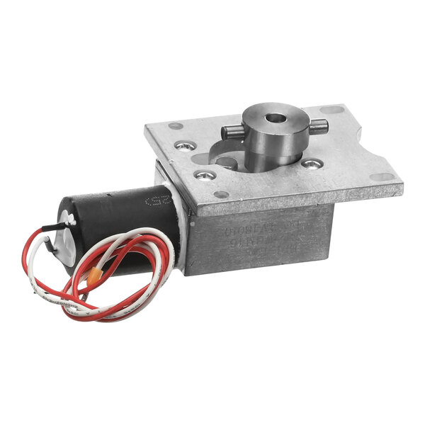 An arm auto-level motor with wires attached.