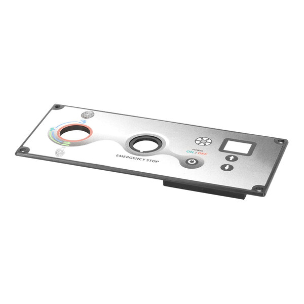 A silver and black rectangular Vollrath Digit-Timer/Fascia with buttons and a black cover.