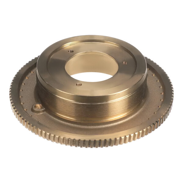 A gold metal Anfim 55-ST brass gear wheel with a hole in the center.