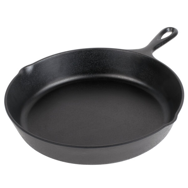 An Elite Global Solutions Illogical faux cast iron pan with a handle.
