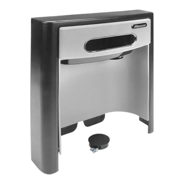 A black and silver rectangular front panel with a black cover.