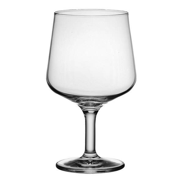 A clear Bormioli Rocco Colosseo wine goblet with a stem.