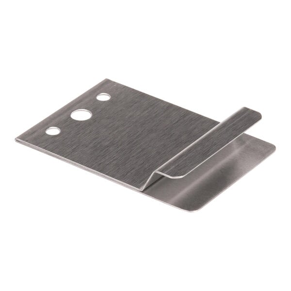 A metal plate with holes for a Garland / US Range grease drawer handle.