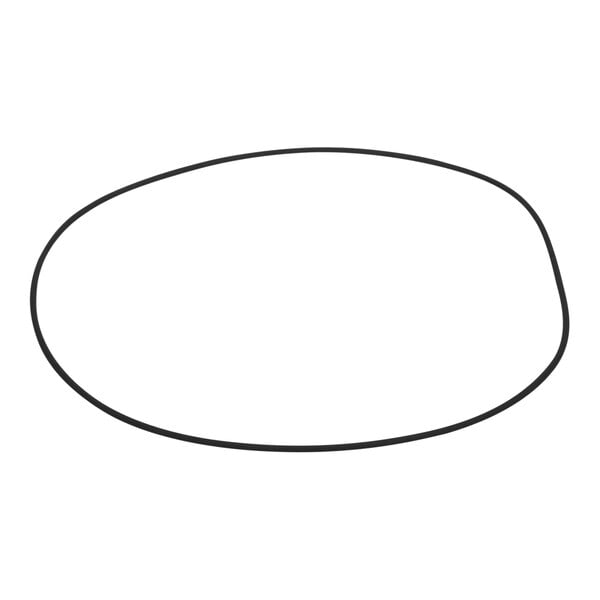 A black oval with a white background.