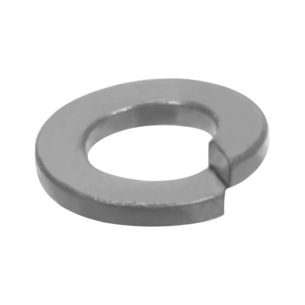 A close-up of a stainless steel split lockwasher.