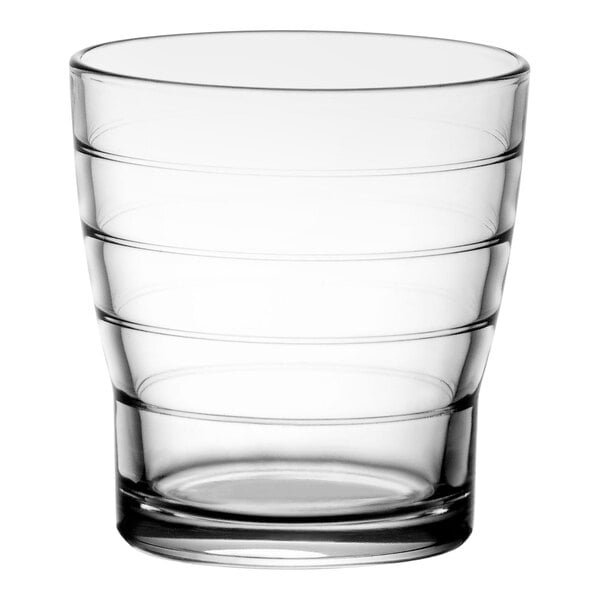 A 7.5 ounce Bormioli Rocco Habana Rocks glass with a thin rim.