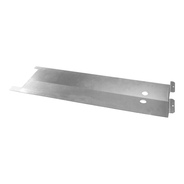 A white rectangular metal plate with two holes on it.
