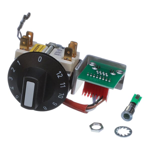 A close-up of a Garland / US Range operation control with a dial and wire.