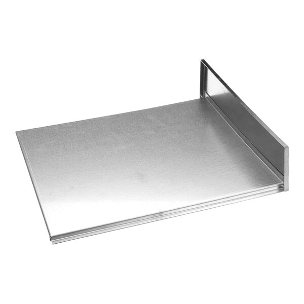 A silver metal Vollrath crumb tray with a metal handle.