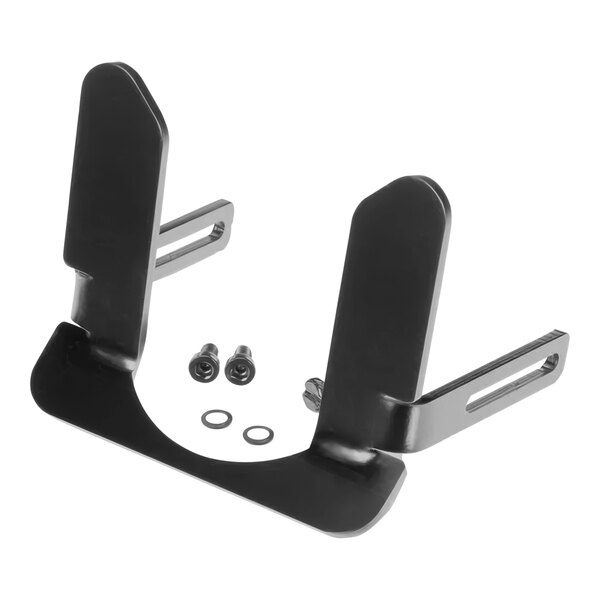 A black metal Anfim Portafilter Holder bracket with screws and nuts.