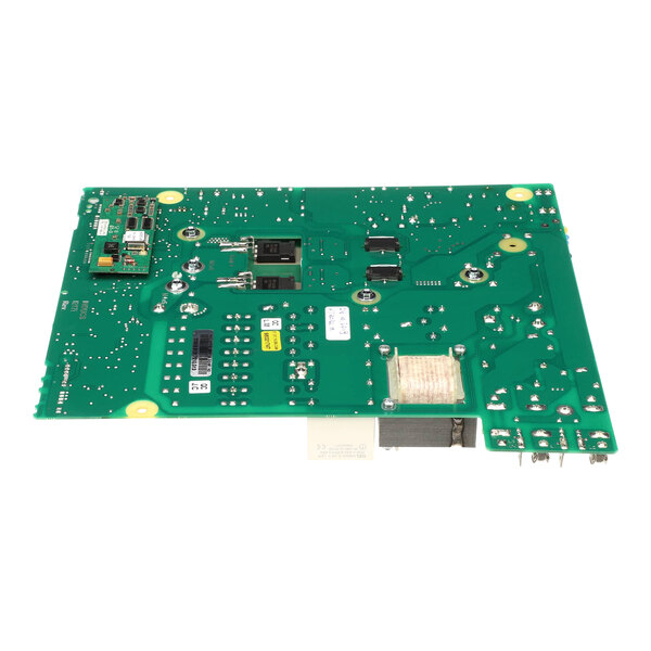 A green circuit board with many small chips.