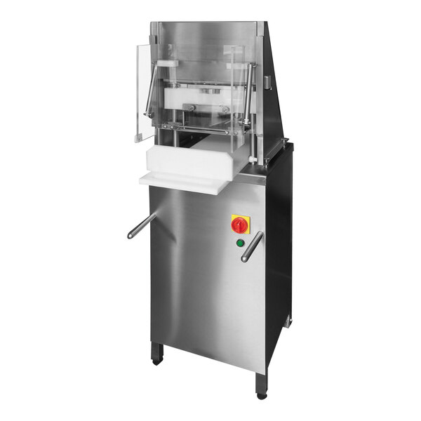 A commercial meat tenderizer with a white cover.