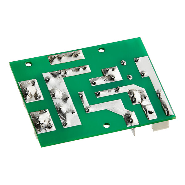 An Avantco wiring board with green circuitry and silver and black components.