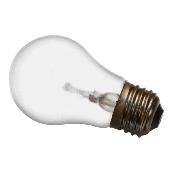 A close-up of a Vollrath light bulb with a clear base.