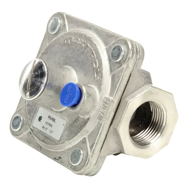 A Garland / US Range regulator with a blue knob.