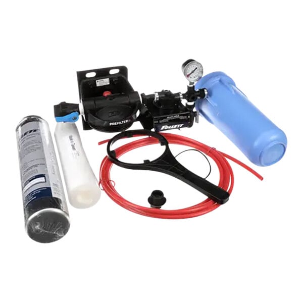 A Follett filter system with blue and white parts.