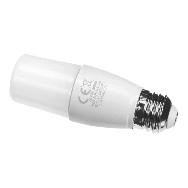 A white light bulb with a silver cap.