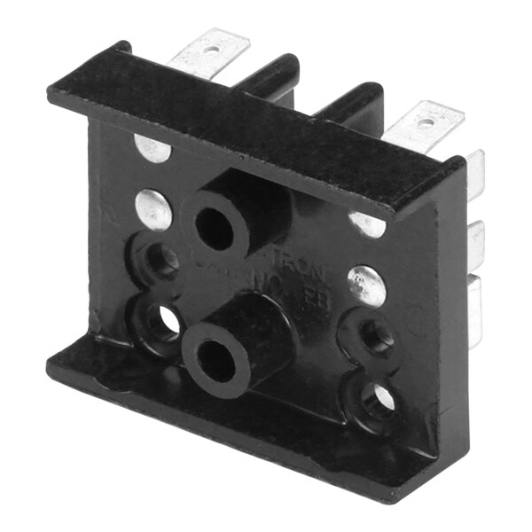 A black plastic Vollrath terminal block with two metal connectors.