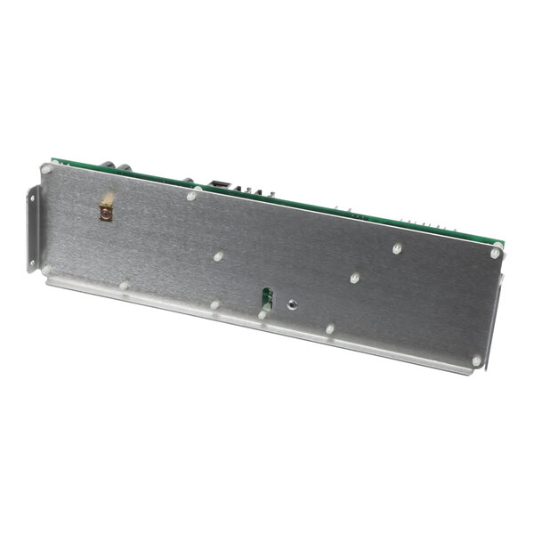 A metal rectangular Merrychef control PCB with a green panel.