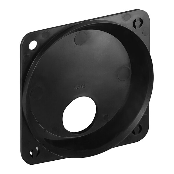 A black circular plastic flow control plate with holes.