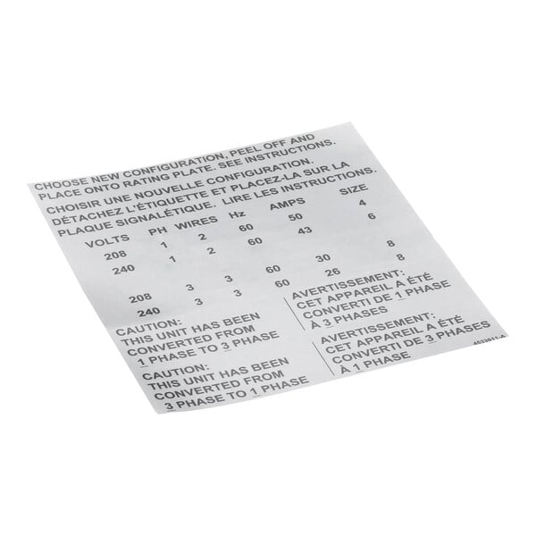 A white paper with black text instructions for a Garland US Range phase converter kit.