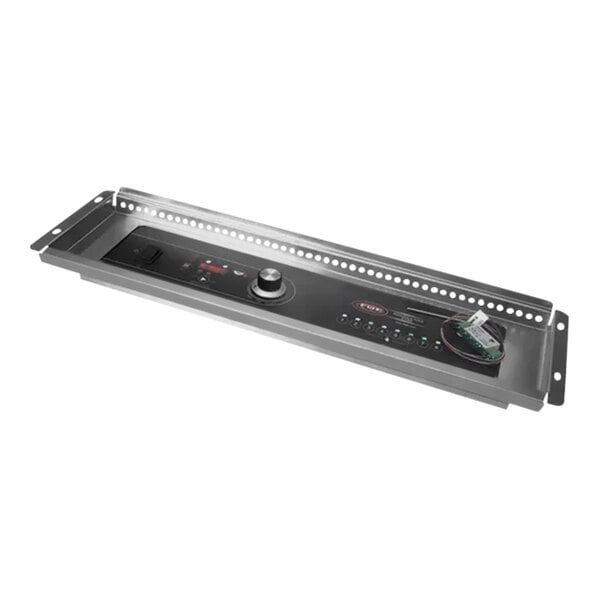 A stainless steel tray with a remote control for a Z-500-1039 Si-Rh01 Elan-Mwave.