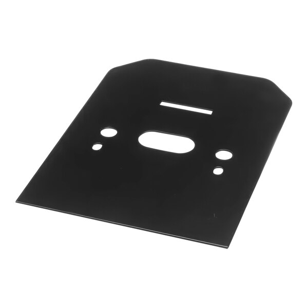 A black metal front panel with holes.