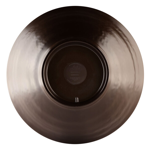 A black melamine bowl with a black rim.