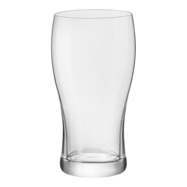 A case of 24 Bormioli Rocco beer glasses on a white background.