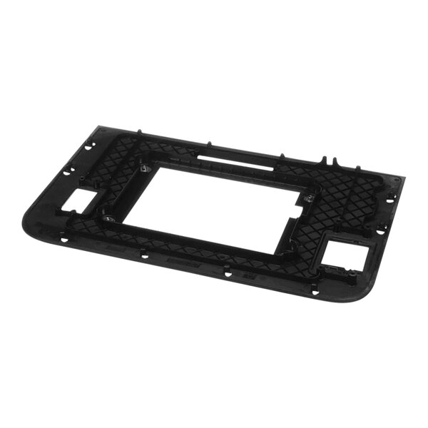 A black plastic rectangular frame with a square hole.