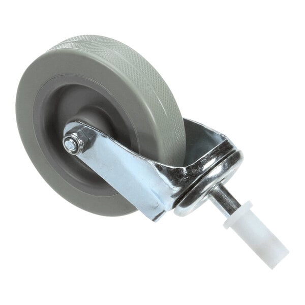 A grey Vollrath caster wheel with a metal stem.