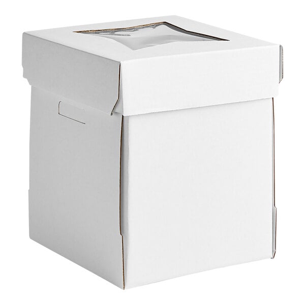 A white Southern Champion cake box with a window on top.
