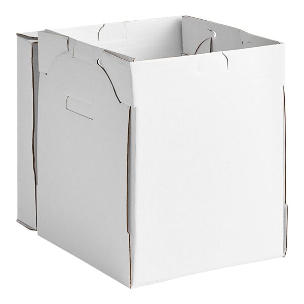 A white cardboard Southern Champion cake box with a cut-out window in the top.