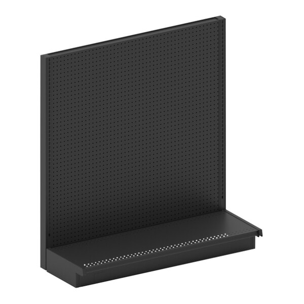 A black Lozier single-sided wall unit with pegboard.