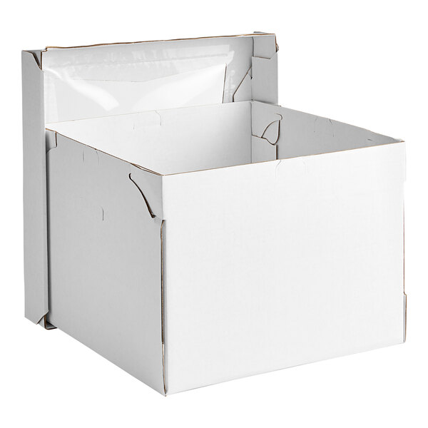 A white Southern Champion cake box with a lid open.