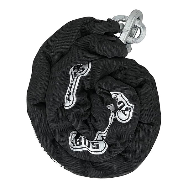 A black bag with a steel chain wrapped around it.