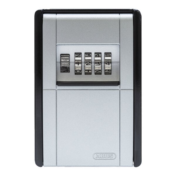 An ABUS KeyGarage combination lockbox in silver and black with number dials.