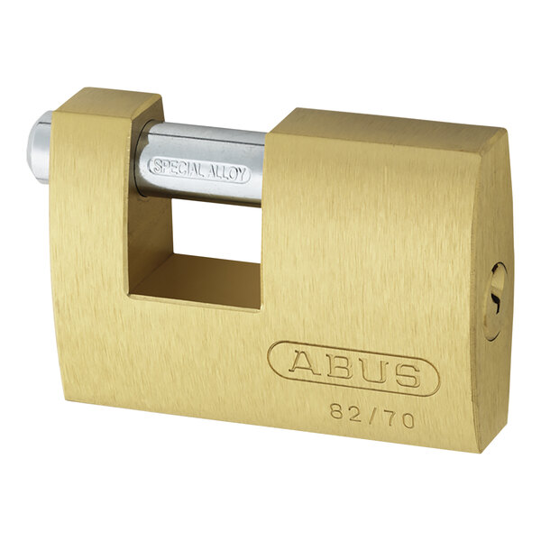 An ABUS brass padlock with the number 717 on it.