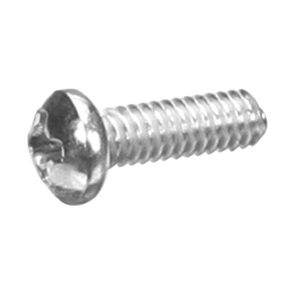 A close-up of a Nemco Phillips head machine screw with a metal head.