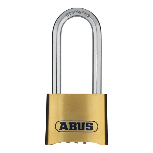 An ABUS brass combination padlock with 4 dials.