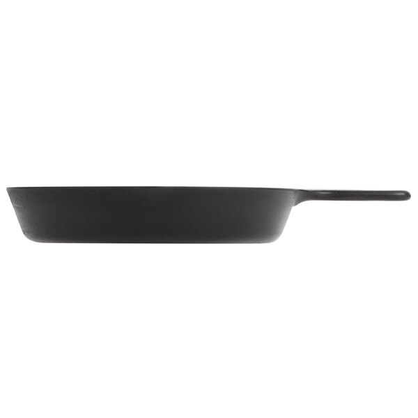 A black rectangular Elite Global Solutions faux cast iron fry pan with a handle.