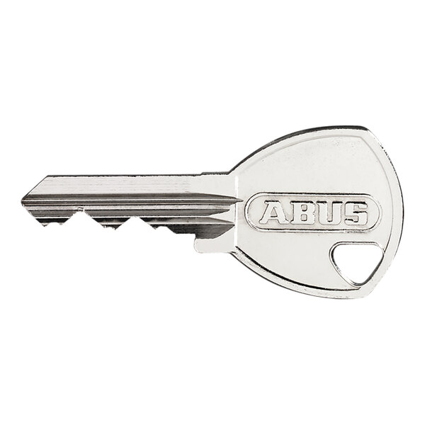 The silver key for an ABUS brass padlock.