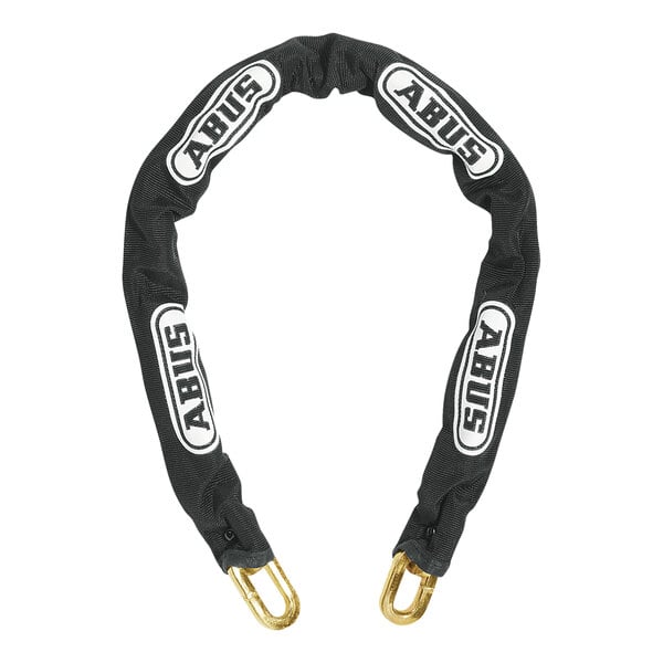 A black ABUS steel security chain with white text.