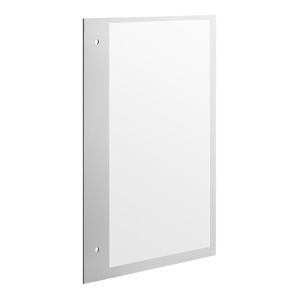 A white rectangular glass panel with a black border and holes.