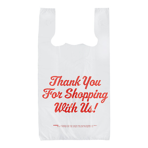 A white plastic Source Direct Inc. T-shirt bag with "Thank You" in red text.