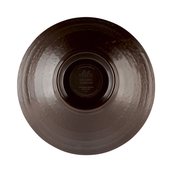 A lapis-colored bowl with a black rim.