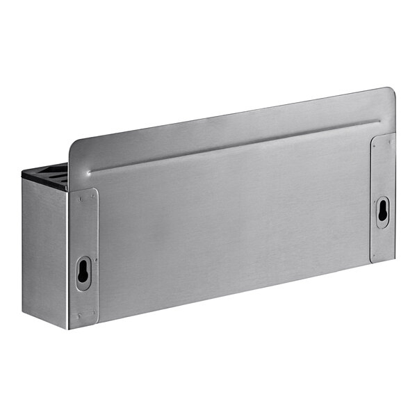 A Schraf stainless steel wall-mount knife rack with an open base.
