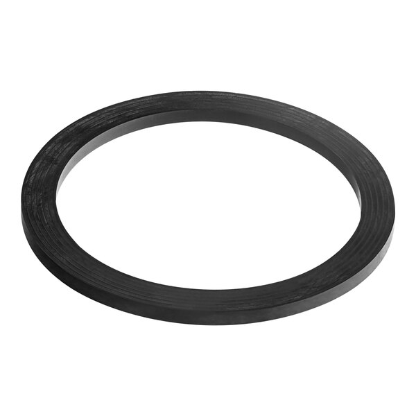 A black rubber seal ring with a white background.