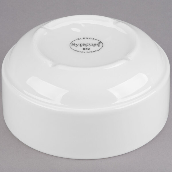 A white Libbey porcelain bouillon bowl with a lid.